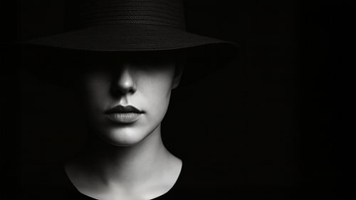 Zurückhaltendes Frauenporträt in einem Spitzenkleid