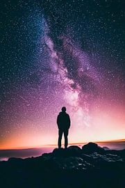 Sternenhimmel über ruhiger Küste von Poster Art Shop