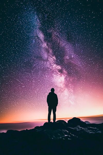 Starry sky over a calm coast by Poster Art Shop