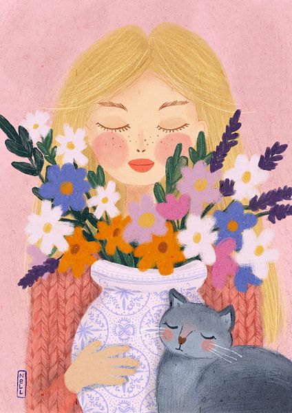 A Girl and her Cat by Dirkie Nell