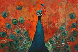 Blauwe pauw van Poster Art Shop