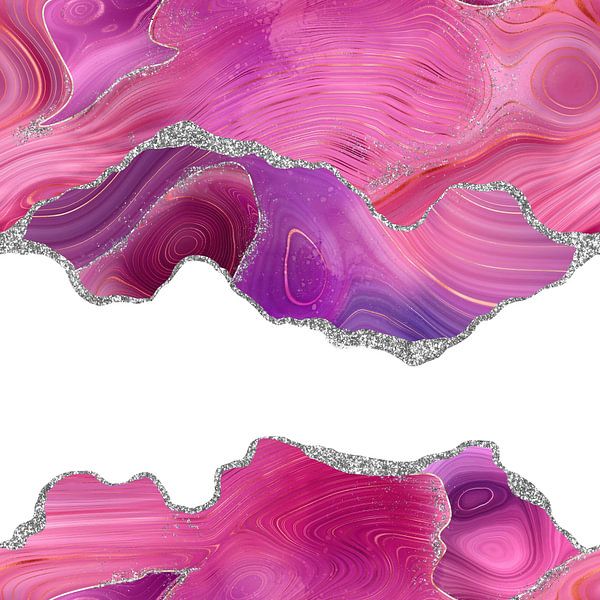 Magenta &amp; Zilver Agaat Textuur 07 van Aloke Design