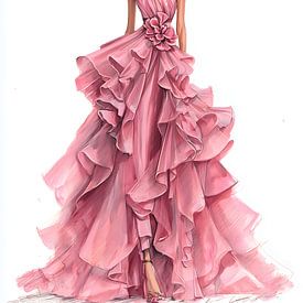 Elegante Frau in einem rosa Kleid von IamHome Studio