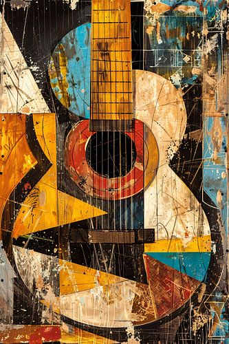 Kubistische Gitaar in Kleur
