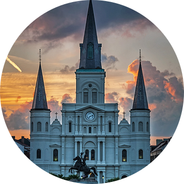 St. Louis kathedraal in New Orleans bij zonsondergang van Katrin May
