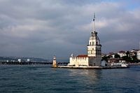 Photo of the Maiden Tower in the Bosphorus, in Istanbul, Turkey. Travel Photography.