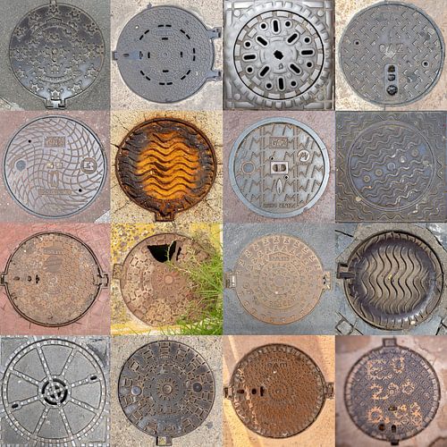 Putdeksels collage vierkant