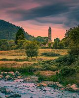 Zonsondergang bij Glendalough, Wicklow Mountains, Ierland