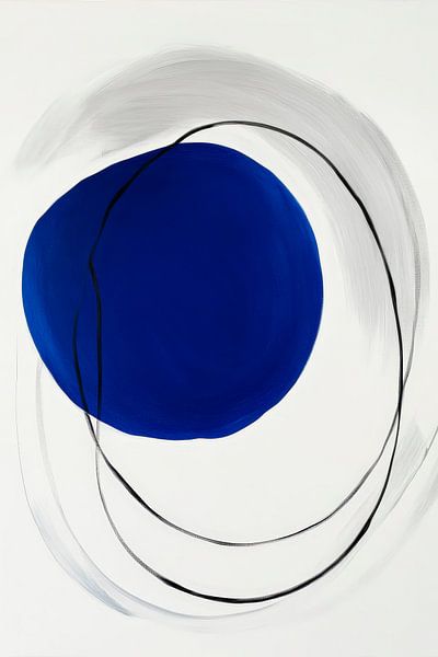 Blaues Kreismotiv mit Linien – Abstrakt von Poster Art Shop
