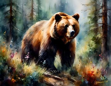 Wildlife in Watercolor - Bear 3 by Johanna's Art