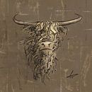 Schotse hooglander - taupe bruin geel en zwart van Emiel de Lange thumbnail