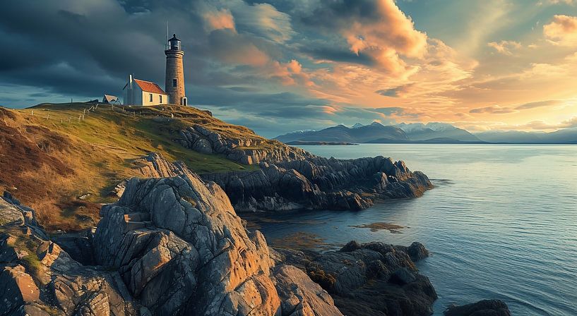 Atlantikleuchtturm bei Dämmerung von fernlichtsicht