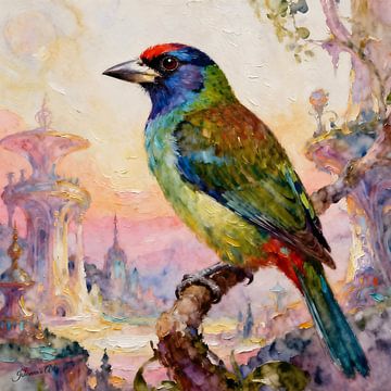 Schöne Vögel der Welt - Großer Barbet-Vogel von Johannas Art Creations