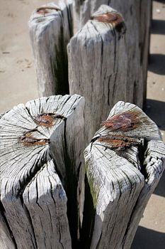 Golfbrekers op het strand van Badzand, Zeeland.