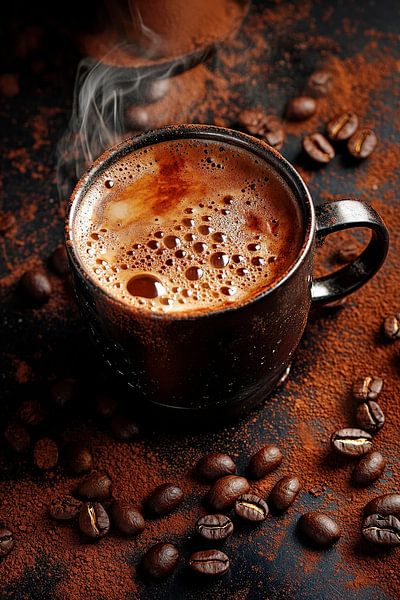 Café vapeur dans un cadre rustique par Poster Art Shop