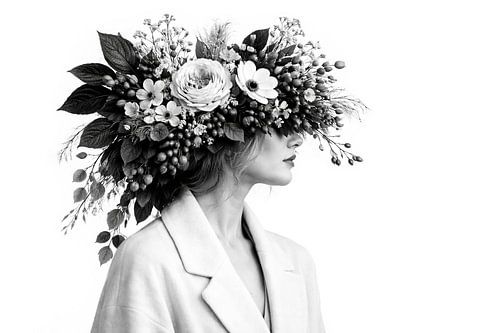 Bloemrijke gratie in zwart-wit