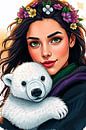 Flower girl with polar bear #2 by Liona Toussaint thumbnail