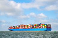 Containerschip verlaat de haven voor open zee van Sjoerd van der Wal Fotografie thumbnail