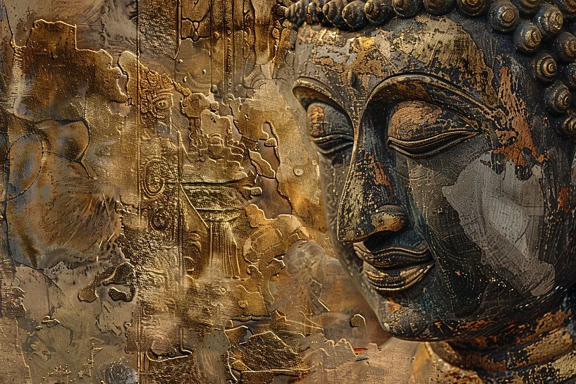 Gouden Boeddha Gezicht met Puzzel Ontwerp van Art & Soul Creations