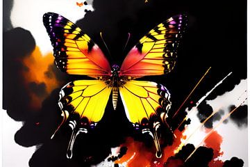 Iriserende schoonheid: een kleurrijke vlinder op een bloementocht van ButterflyPix