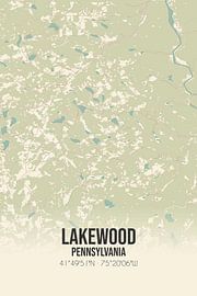 Carte ancienne de Lakewood (Pennsylvanie), USA. sur Affiches de lieux