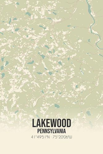 Alte Karte von Lakewood (Pennsylvania), USA.