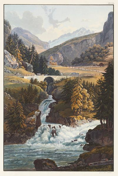 View of the Rhine waterfall and the Avers torrent in Roflen, Johann Ludwig Bleuler by Masterful Masters