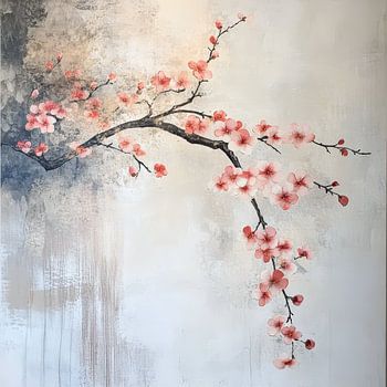 Blüte Botanisch Japandi Stil Artwork