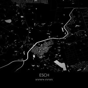 Schwarz-weiße Karte von Esch, Nordbrabant. von Rezona