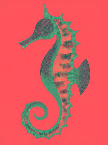 Illustration of an abstract Seahorse in coral pink