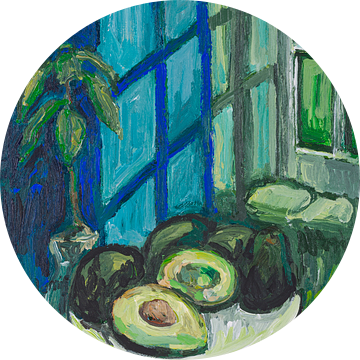 Avocado's op een bord van Tanja Koelemij