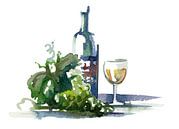 Aquarel Wijn en Druif van Achim Prill thumbnail