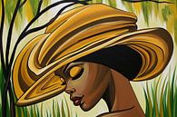 Moderne Afrikaanse vrouw met grote hoed van Art & Soul Creations thumbnail