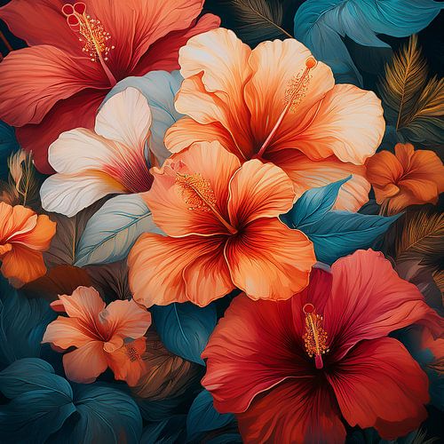 Fleurs d'hibiscus de différentes couleurs