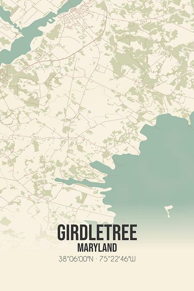 Carte ancienne de Girdletree (Maryland), USA. par Affiches de lieux