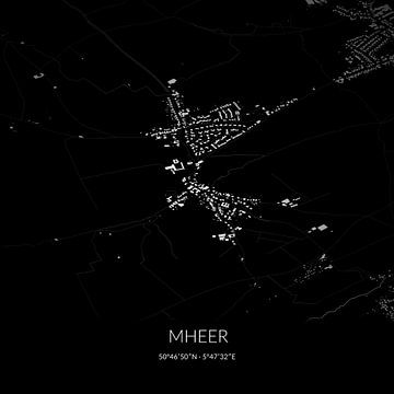 Zwart-witte landkaart van Mheer, Limburg. van Rezona