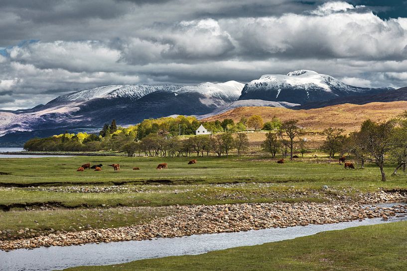 Besneeuwde toppen van de Ben Nevis in Schotland. van Hans Kwaspen