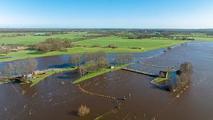 Vecht river high water level flooding at the Vechterweerd weir