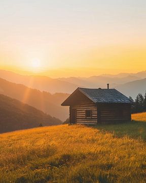 Dolomieten: Hut in het ochtendlicht van fernlichtsicht