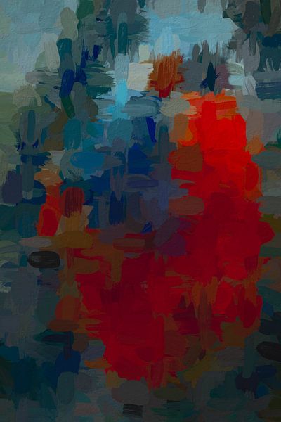 Abstract rouge bleu par Leo Luijten