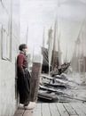 Fischer am Kai, der die Flotte beobachtet 1925 von Affect Fotografie Miniaturansicht