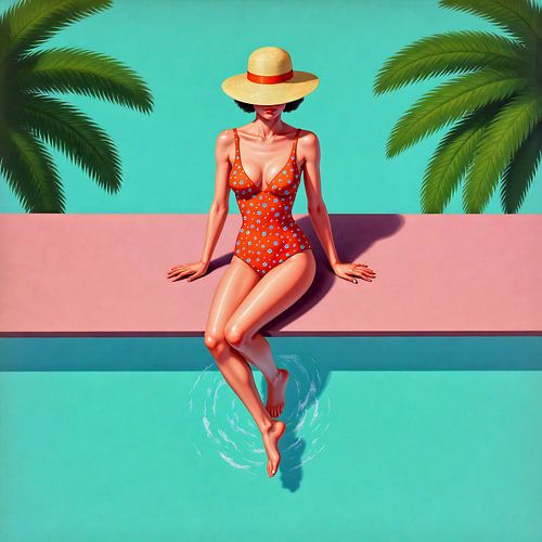 Zonovergoten sereniteit bij het zwembad