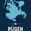 Rügen | Design kaart | Silhouet | Minimalistische kaart van ViaMapia