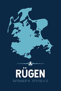 Rügen | Design kaart | Silhouet | Minimalistische kaart van ViaMapia
