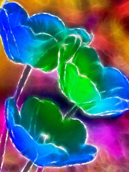 Tulpen blau-grün abstrakt von Marion Tenbergen