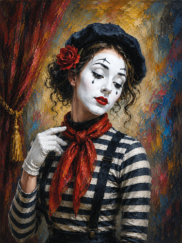 A Mime Artist painting – Between Silence and Expression.