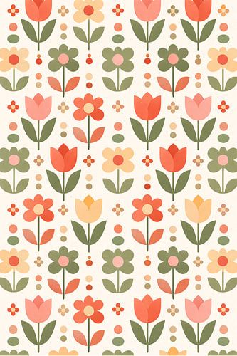 Scandinavisch retro bloemenmotief