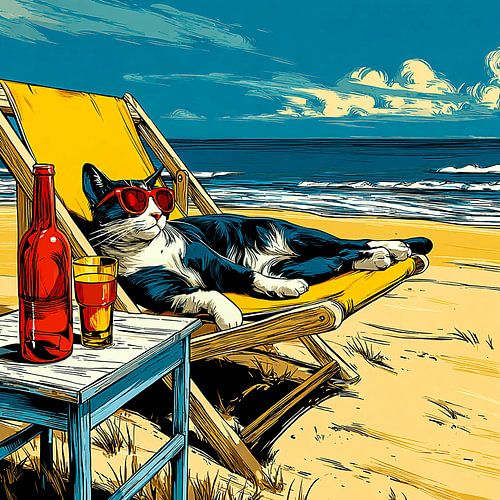 Coole Katze mit einem Drink