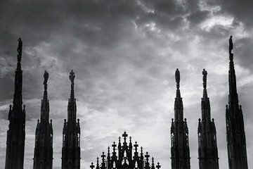 Beeldhouwwerk Silhouetten - Dom van Milaan Duomo In Zwart en Wit van Andreea Eva Herczegh