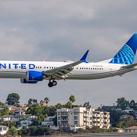 Landende United Airlines Boeing 737 MAX 9. van Jaap van den Berg